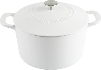 Martha Stewart Collection Gatwick Enamel Cast Iron 7 Quart Dutch Oven - Linen, Silver