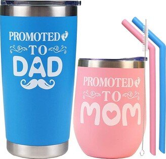 Meant2tobe New Parents Gifts for Couples - Promoted to Mom and Dad Tumblers - Perfect Christmas Present for New Moms and Dads - Celebrate Parenthood with Stylish