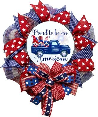 Patriotic Wreath With Gnomes, American Truck