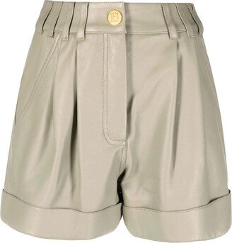 High-Waisted Lambskin Shorts