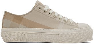 Beige Cotton Check Low-TopSneakers