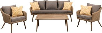 Sydney 4-Piece Conversation Set with 2 Side Chairs, Sofa, and 24-In. x 43-In. Faux Wood Coffee Table