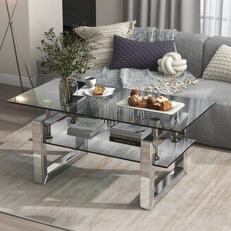 Kiana Transparent Tempered Glass Coffee Table - W 39.4