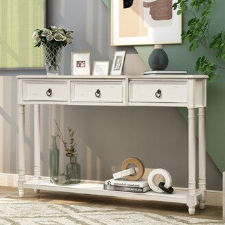 Simplie Fun Console Table Sofa Table with Drawers for Entryway with Projecting Drawers and Long Shelf (White)