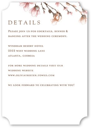 Enclosure Cards: Blossoms Of Love Wedding Enclosure Card, Pink, Signature Smooth Cardstock, Ticket