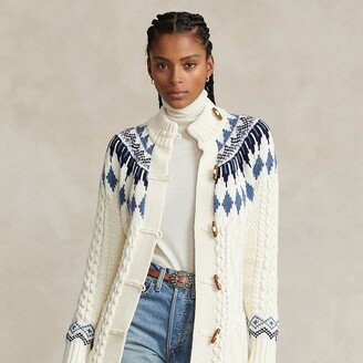 Fair Isle Belted Cotton-Blend Cardigan