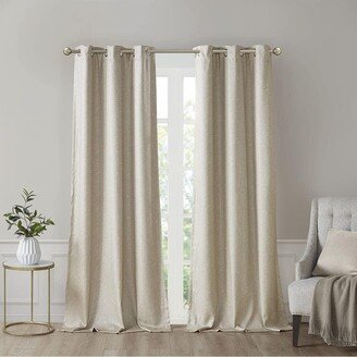 Gracie Mills Polyester Printed Faux Silk Total Blackout Window Panel Pair, Taupe - 42x95