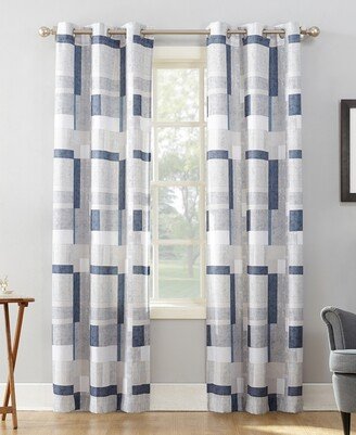 No. 918 Blockade Geometric Blocks Semi-Sheer Grommet Curtain Panel, 40