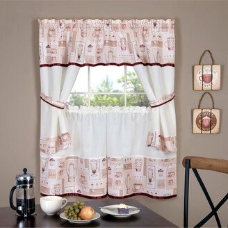 Cappuccino Embellished Cottage Window Curtain Set, 58x24