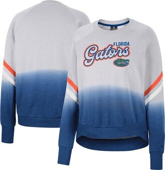 Women's Gray Florida Gators Cue Cards Dip-Dye Raglan Pullover Sweatshirt
