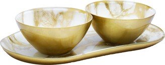 Marbleized 2 Bowl Relish Dish