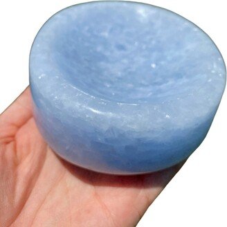 Blue Calcite Bowl - Hand Carved Stone Polished Crystal Light 2