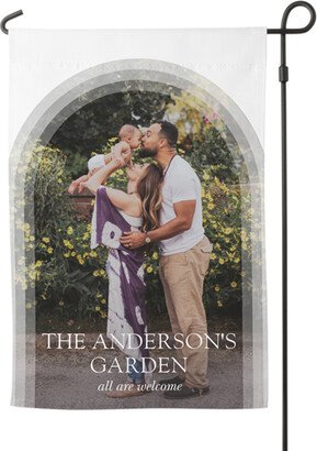 Garden Flags: Beveled Arch Garden Flag, Flag Stand, White