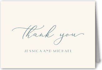 Wedding Thank You Cards: Simple Sprig Thank You Card, Blue, 3X5, Matte, Folded Smooth Cardstock