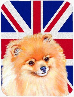 LH9498LCB Pomeranian With English Union Jack British Flag Glass Cutting Board