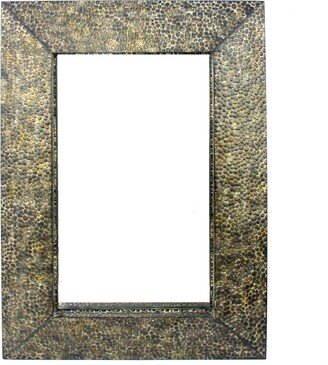 Rectangular Wall Mirror with Gravel Mosaic Border - Brown - 4 H x 34 W x 48 L Inches