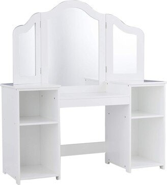 Kids Vanity Table Makeup Dressing Table with Four Storage Shelves