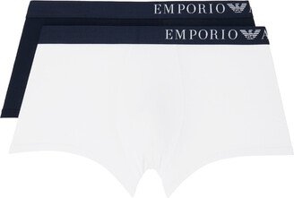 Two-Pack Navy & White Boxer Briefs