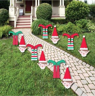 Big Dot Of Happiness Elf Squad - Lawn Decor - Outdoor Party Yard Decor - 10 Pc