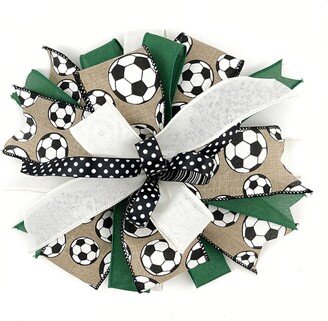 Front Door Soccer Outdoor Bow Or Wreath Embellishment Accessory, Pre-Made For Wreaths & Lanterns