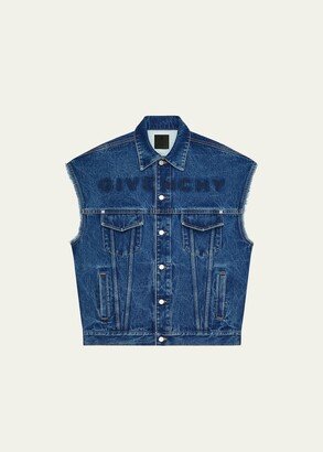 Men's Denim Oversized Cutoff Trucker Jacket