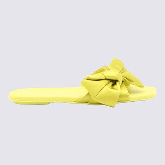 Yellow Leather Loveknot Flat Sandals