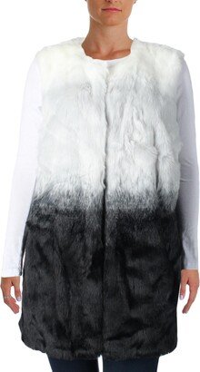 Plus Modern Edge Womens Faux Fur Ombre Outerwear Vest