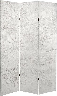 6 ft. Tall Ivory Flowers Canvas Room Divider