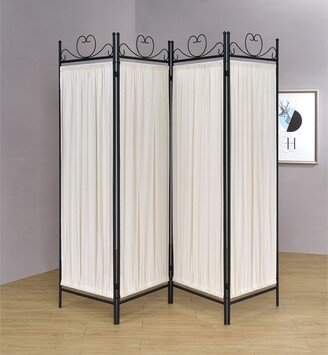 CDecor Hague Beige and Black 4-panel Folding Screen