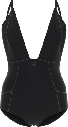 Plunging V-Neck Open Back Bodysuit