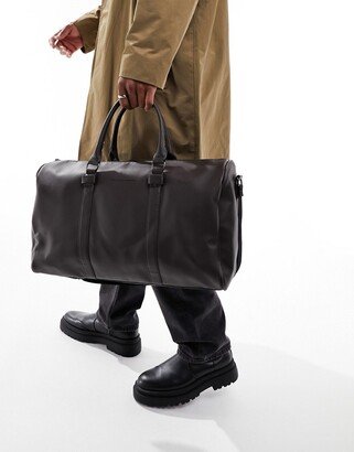 faux leather classic holdall bag in brown