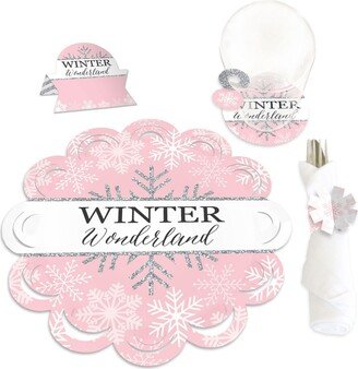 Big Dot Of Happiness Pink Winter Wonderland Holiday Paper Charger & Table Decor Chargerific Kit for 8