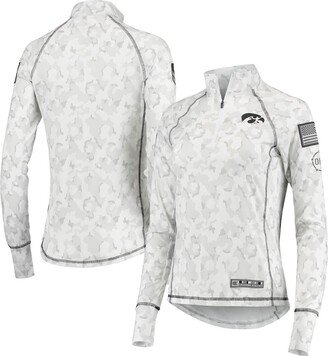 Women's White Iowa Hawkeyes Oht Military-Inspired Appreciation Officer Arctic Camo 1/4-Zip Jacket