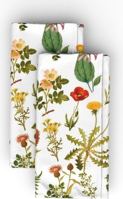 Cloth Napkins: Vintage Botanical Wildflowers - Multi Cloth Napkin, Longleaf Sateen Grand, Multicolor