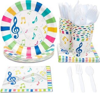 Juvale Music Party Supplies (Serves 24) Knives, Spoons, Forks, Paper Plates, Napkins, Cups