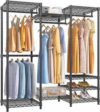 VIPEK V5 Portable Closet Wardrobe Heavy Duty Clothes Rack, Freestanding Closet Metal Clothing Rack, Medium Size , Black