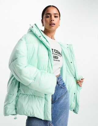 hooded puffer jacket in mint