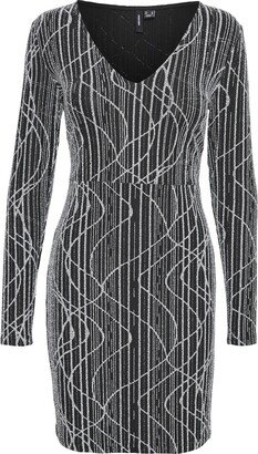 Metallic Long Sleeve Body-Con Cocktail Dress