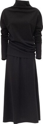 Julia Allert Black Suit Asymmetric Blouse & Basik Skirt