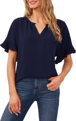 Ruffle Sleeve Crepe Blouse