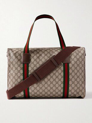 Leather- and Webbing-Trimmed Monogrammed Supreme Coated-Canvas Holdall