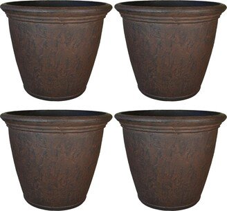 Sunnydaze Decor 24 in Anjelica Unbreakable Polyresin Planter - Rust - Set of 4