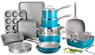 Aqua Blue 20Pc Cookware And Bakeware Set