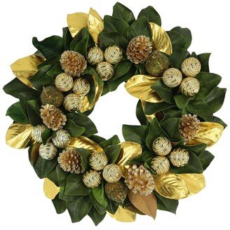 Creative Displays 29In Holiday Wreath With Gold Pinecones And Pears