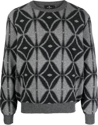 Intarsia-Knit Wool Jumper