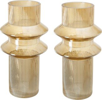 Ab Home Ribbed Glass Vases, Set of 2