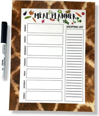 Giraffe Print Meal Planner Inch Dry Erase Magnet With Marker