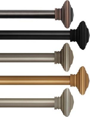 Florence Single Curtain Rods With Stacked Square Finials