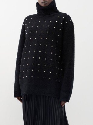 Stud-embellished Wool Roll-neck Sweater