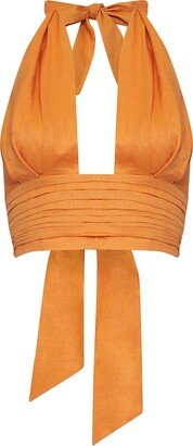 Avenue 8 Linen Draped Crop Top - Orange